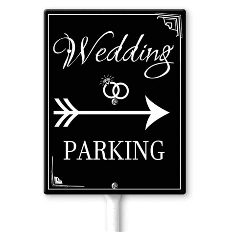 Lucidhisun Wedding Parking This Way Right Arrow White Yard Sign with Stakes 4.6in×6in, Sturdy ...