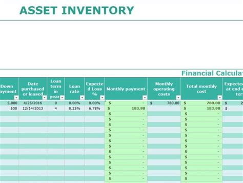 Asset Inventory Template - My Excel Templates