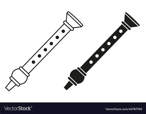 Black and white flute icon flat design Royalty Free Vector