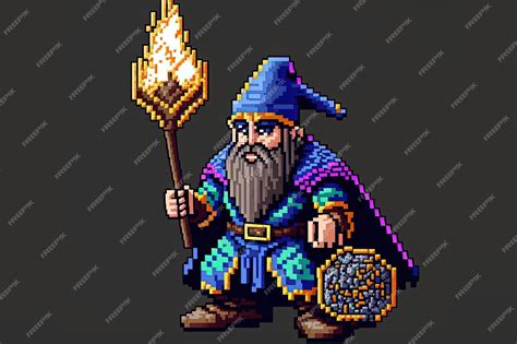 Premium AI Image | Pixel art wizard character for RPG game character in ...