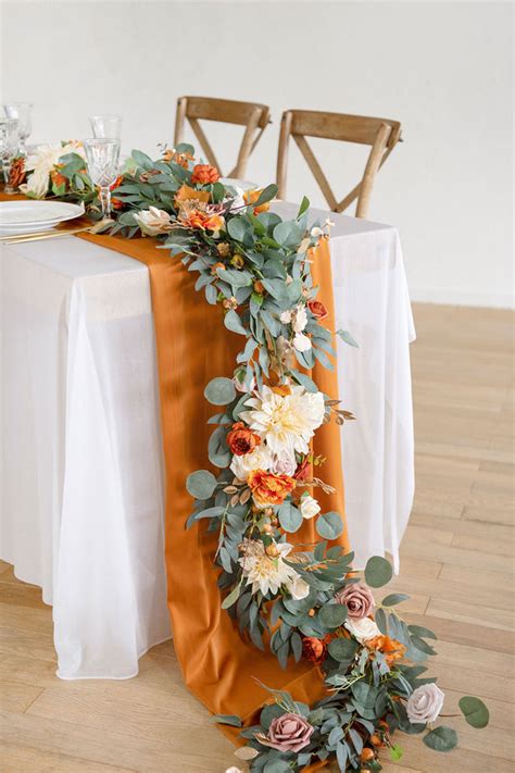 6ft Eucalyptus Flower Garland - Sunset Terracotta