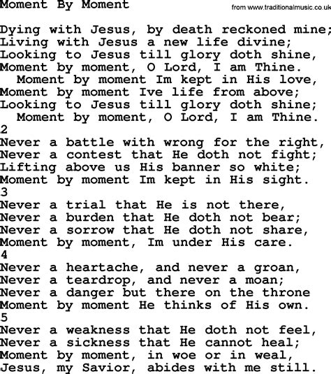 Top 500 Hymn: Moment By Moment - lyrics and PDF