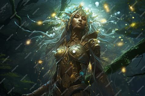 Premium AI Image | Elemental_Mastery_Elven_Shaman