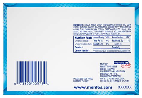 Mentos Nutrition Facts | Blog Dandk