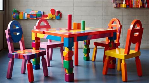 Premium Photo | Vibrantly colorful dining table set for kids