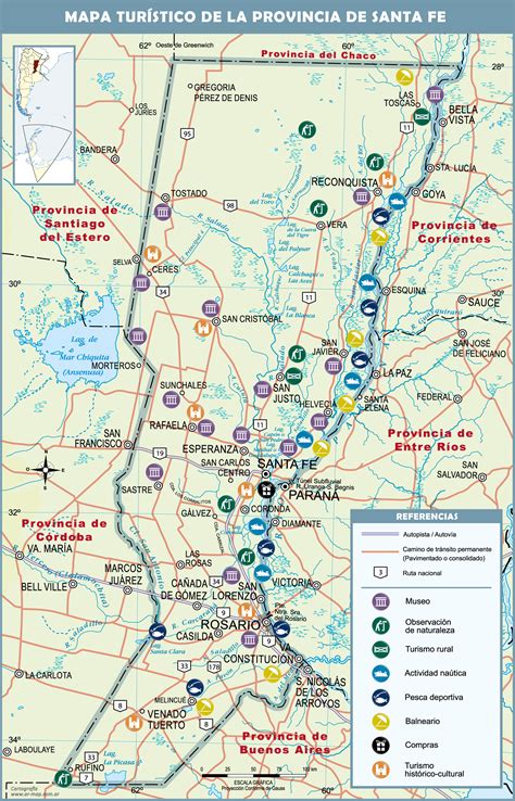 Tourist map of the Province of Santa Fe, Argentina | Gifex