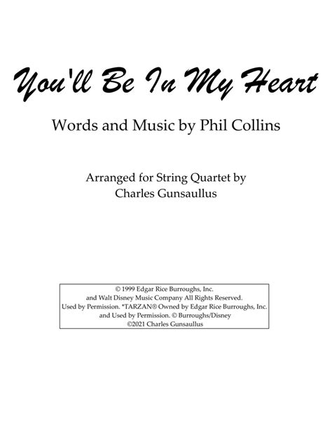 You'll Be In My Heart (arr. Charles Gunsaullus) by Phil Collins Sheet ...