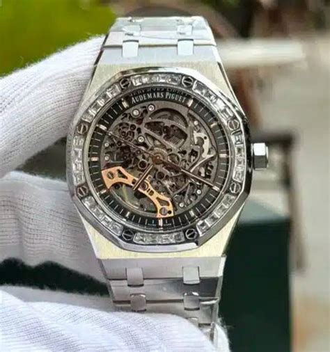 Audemars Piguet Royal Oak Skeleton Diamond 41mm Dial Come With Box Tag Papers, Steel Audemars ...