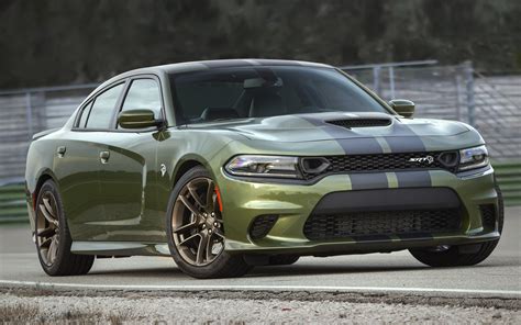 Download wallpapers Dodge Charger SRT Hellcat, 2019, exterior, green new Charger, tuning ...