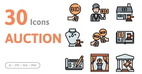 30 Auction Icons, Graphics - Envato Elements