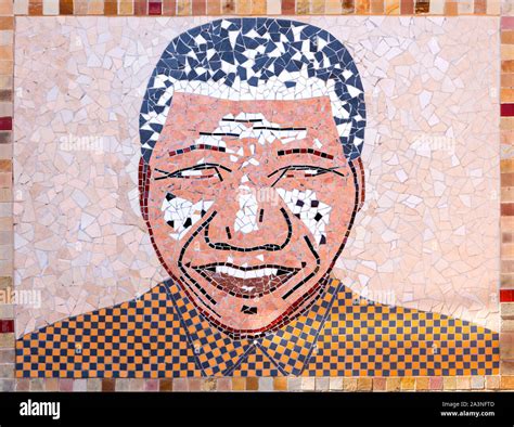 Mosaic mural portrait of Nelson Mandela, Qunu Museum, Qunu, Eastern ...