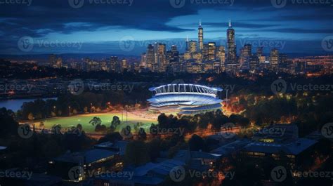 Night view of Melbourne Cricket Ground. Generative AI 32976318 Stock ...