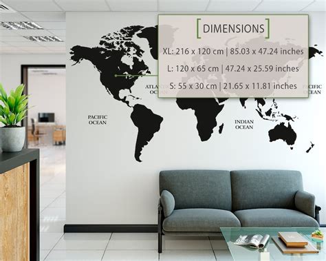 World Map Wall Sticker Wall Decal Home Decor Office Decor | Etsy