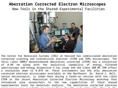 (PPTX) Aberration Corrected Electron Microscopes New Tools in the Shared Experimental Facilities ...