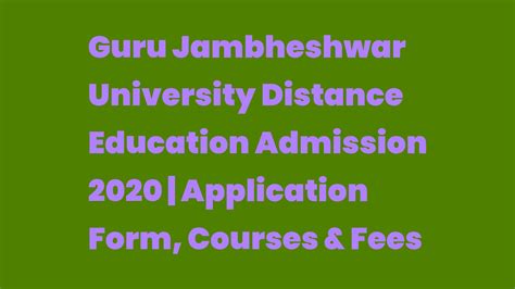 Guru Jambheshwar University Distance Education Admission 2020 ...