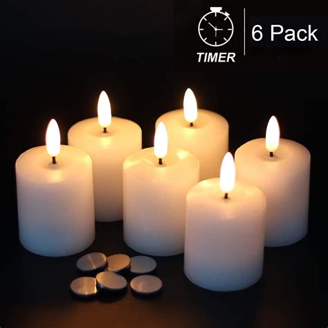 Eldnacele 3D Wick Flameless Candles with Timer Realistic Flickering ...