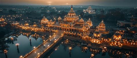 Premium Photo | Ram Mandir Ayodhya Aerial Decorative View