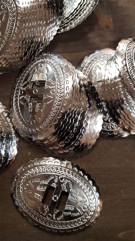 High Quality Etched Silver Conchos 6 Pieces - Etsy