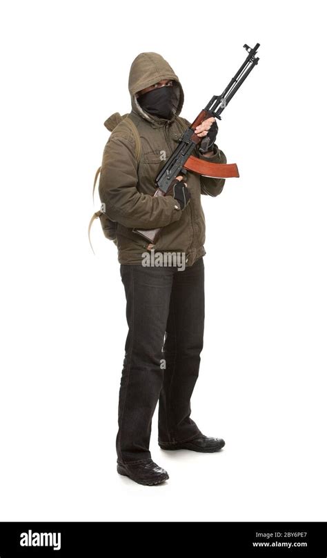 Terrorist with weapon Stock Photo - Alamy