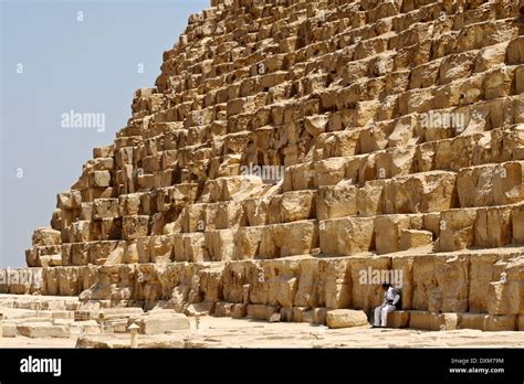 Close up of Egyptian Pyramids in Giza, Cairo, Egypt with guard on Stock ...