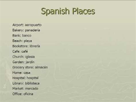 Spanish Vocabulary: Places - YouTube