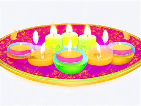 Premium AI Image | Diwali Illustration of candleS plate on white background