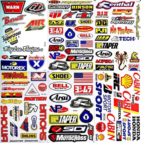 Car & Truck Graphics Decals 6 Motocross Motorcycle Helmet Racing Stickers Sponsor Logo Bike ...