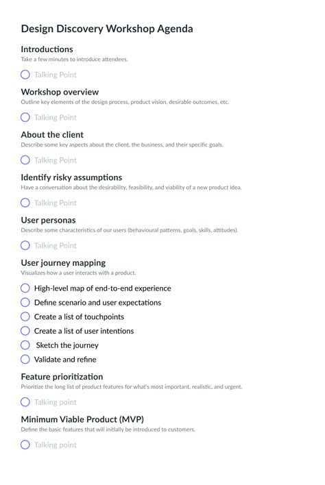 Design Discovery Workshop Agenda Template | Fellow.app