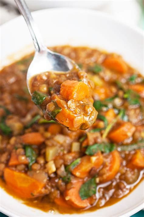 Instant Pot Lentil Soup with Spinach | The Rustic Foodie®