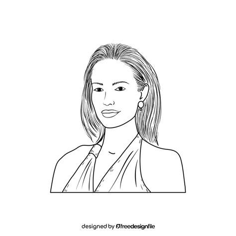 Angelina Jolie portrait drawing black and white clipart free download