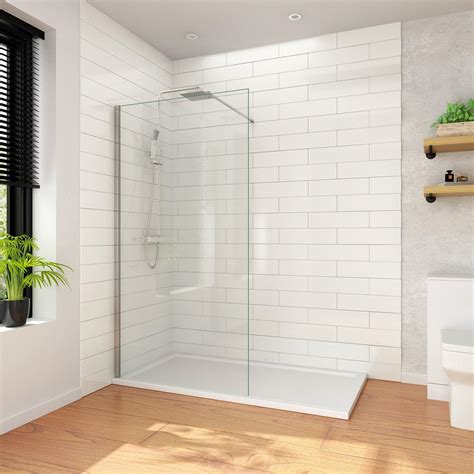 ELEGANT 1000mm Walk In Shower Enclosure 8mm Easy Clean Glass Wetroom Shower Screen Panel: Amazon ...