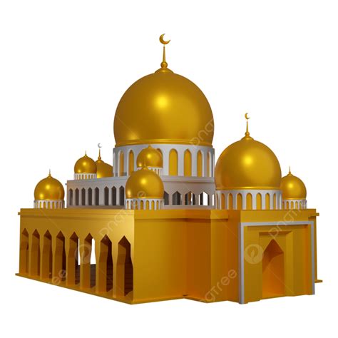 Mosque 3d PNG, Realistic Gold Mosque 3d Illustration, Masjid, Mosque, Islamic PNG Image For Free ...