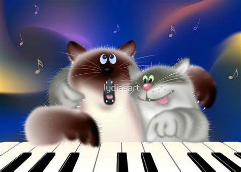 "Cats Playing Piano" by lydiasart | Redbubble