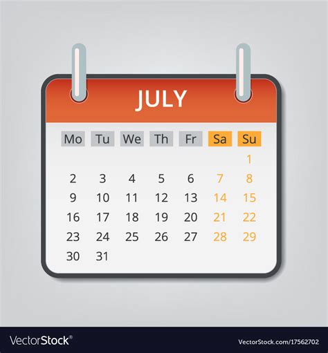 July 2018 calendar concept background cartoon Vector Image