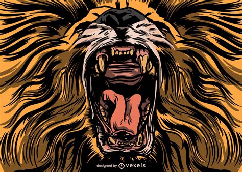 Roaring Lion Illustration Design Vector Download