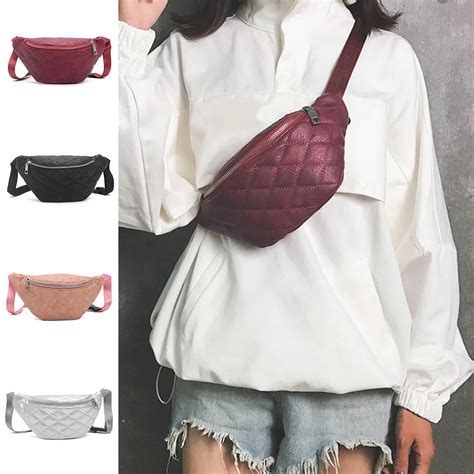 Women PU Leather Fanny Pack Women Waist Bag Lady Belly Belt Bag Multifunctional Waterproof Bum ...