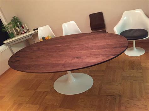 Handmade 77" X 48" Solid Walnut Oval Tabletop (For Client's Tulip Table Base) by Antikea ...