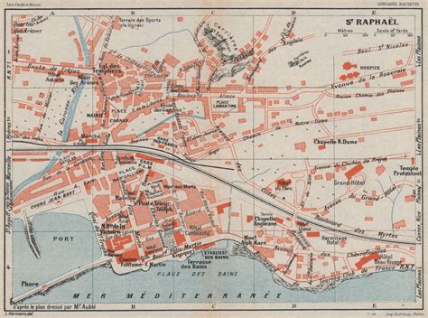 COTE D'AZUR. St Raphael 1926 old vintage map plan chart