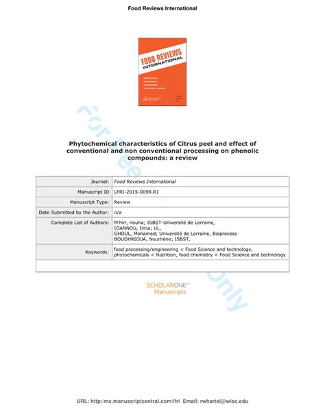 (PDF) Extraction Methods of Citrus Peel Phenolic Compounds