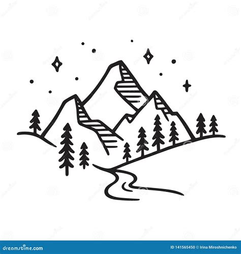 Big Mountain Drawing Icon Vector Illustration | CartoonDealer.com #92758188