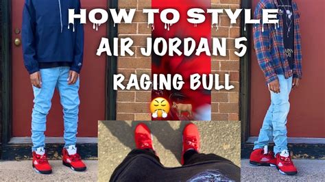 How To Style Air Jordan 5 Raging Bull| Outfit Ideas - YouTube