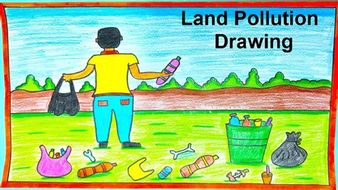 land pollution drawing simple and easy - plastic drawing | science drawing academy - YouTube