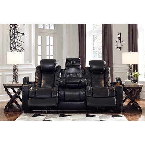 Ashley Furniture Signature Design Optimus 3700315 Faux Leather Power Reclining Sofa w ...