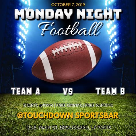 Copy of MONDAY NIGHT FOOTBALL FLYER TEMPLATE | PosterMyWall