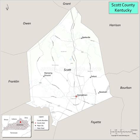 Map of Scott County, Kentucky - Where is Located, Cities, Population, Highways & Facts