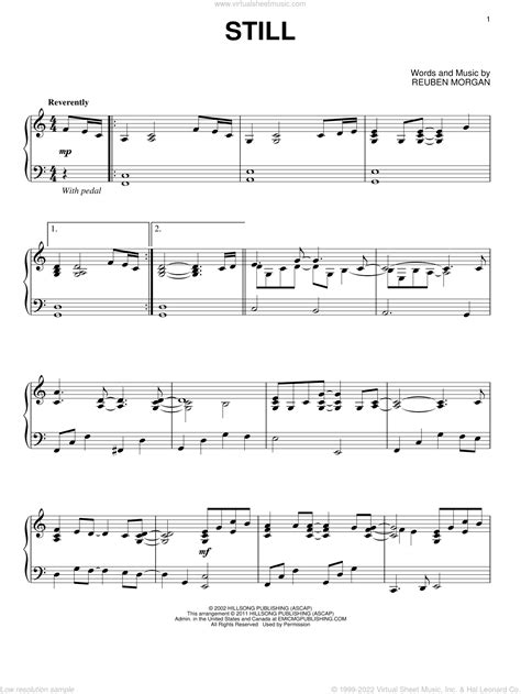 Hillsong - Still sheet music for piano solo [PDF-interactive]