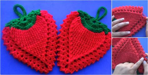 Crochet Strawberry Potholders - Crochet Ideas