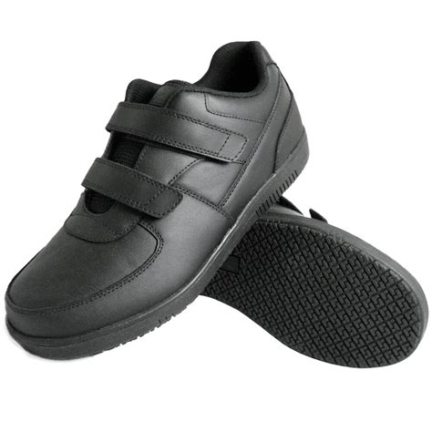 Genuine Grip 2030 Men's Size 14 Wide Width Black Leather Hook and Loop Closure Non Slip Shoe