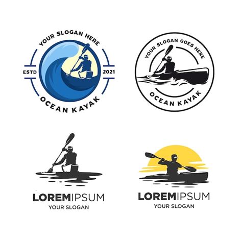 Premium Vector | Set of kayak silhouette logo isolated on white