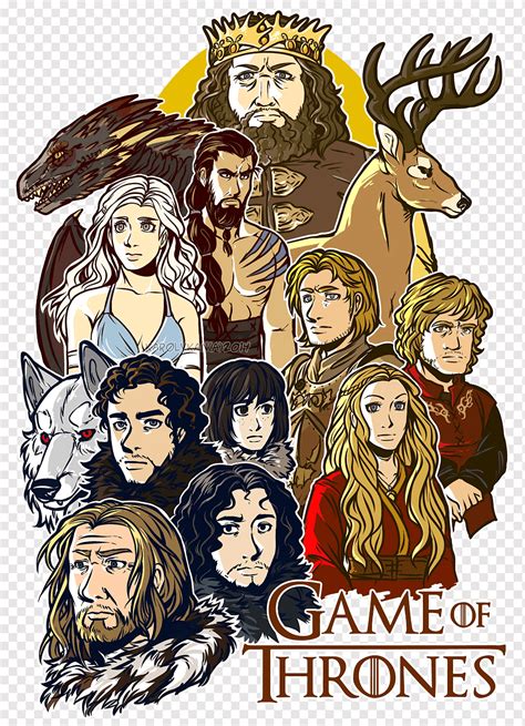 Game of Thrones illustration, Game of Thrones T-shirt Daenerys Targaryen Khal Drogo Jon Snow ...